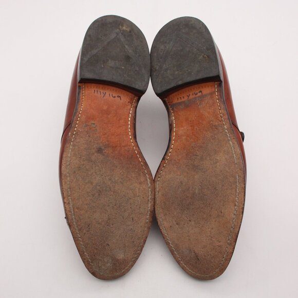 Allen Edmonds Hillsboro Men's 10.5 C Brown Leather Monk Strap Cap Toe Loafers - Picture 7 of 13